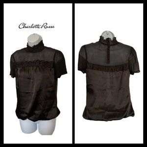 VTG Charlotte Russe Women’s M Blouse Black Sheer Bodice